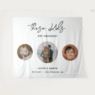 Elegant Funny Kids Photo Engagement Party Backdrop Tapestry