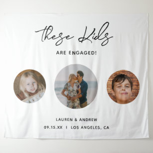 Elegant Funny Kids Photo Engagement Party Backdrop Tapestry