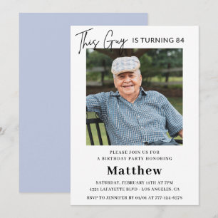 Elegant Funny Men Photo 84th birthday  Invitation