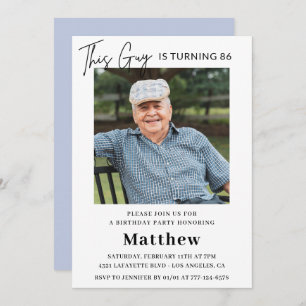 Elegant Funny Men Photo 86th birthday  Invitation