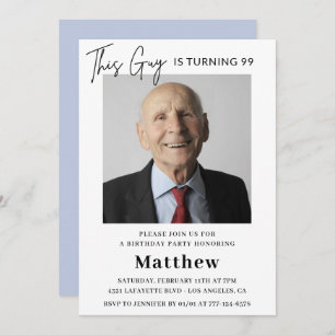 Elegant Funny Men Photo 99th birthday Invitation
