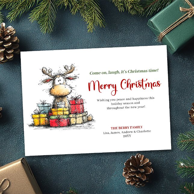 Elegant funny reindeer Christmas greeting card (Elegant funny reindeer Christmas greeting card

)