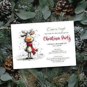 Elegant funny reindeer Christmas party invitation