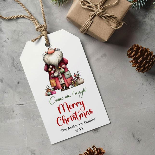 Elegant funny Santa Claus gift tag red green (Elegant funny Santa Claus gift tag red green

)
