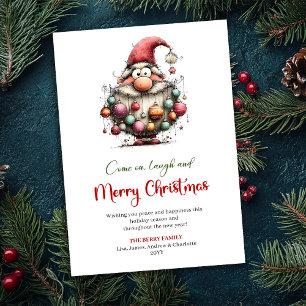 Elegant Funny Santa Watercolor Holiday Greeting Card