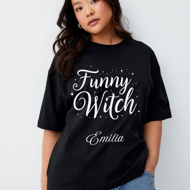Elegant Funny Witch Name Halloween Calligraphy T-Shirt (Creator Uploaded)