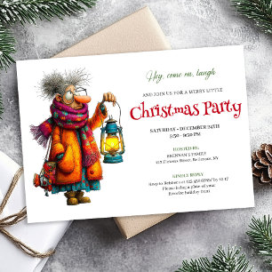 Elegant Funny Woman Comic Christmas Editable Invitation
