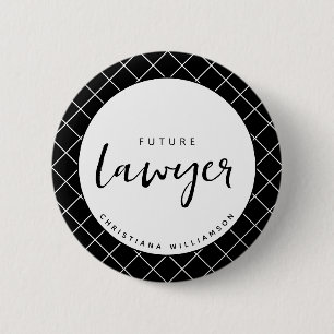 Elegant Future Lawyer Check Pattern Personalised 6 Cm Round Badge