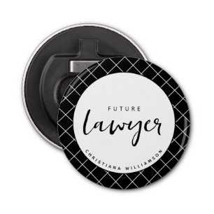 Elegant Future Lawyer Check Pattern Personalised Bottle Opener