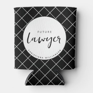 Elegant Future Lawyer Check Pattern Personalised Can Cooler