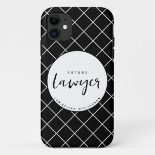 Elegant Future Lawyer Check Pattern Personalised Case-Mate iPhone Case