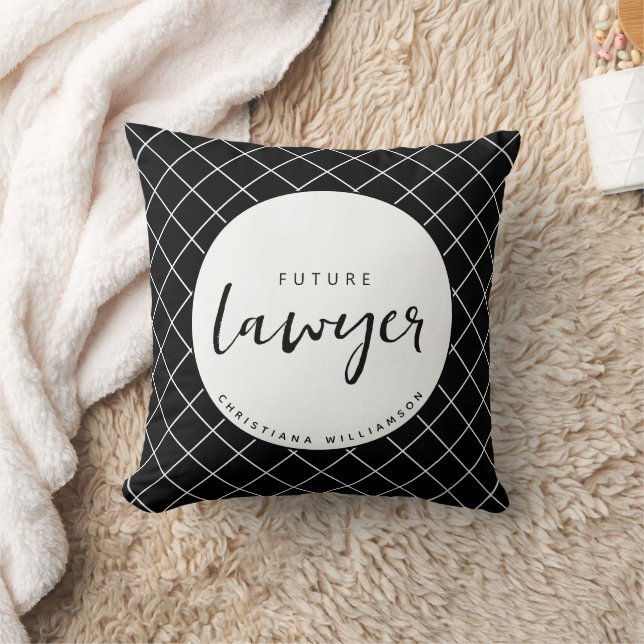 Elegant Future Lawyer Check Pattern Personalised Cushion (Blanket)