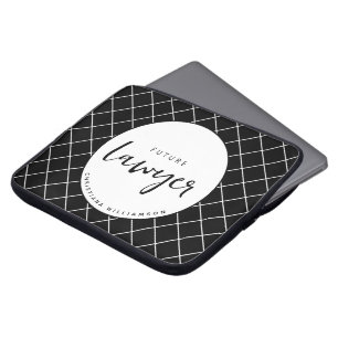 Elegant Future Lawyer Check Pattern Personalised Laptop Sleeve