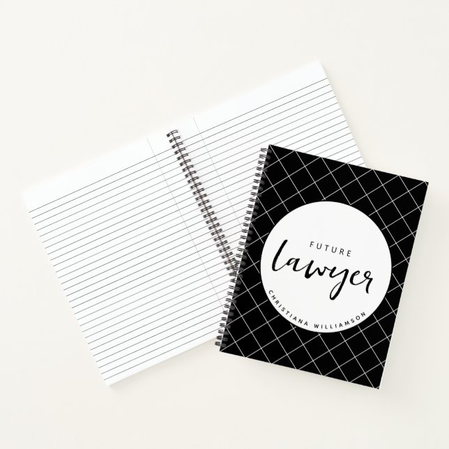 Elegant Future Lawyer Check Pattern Personalised Notebook (Inside)