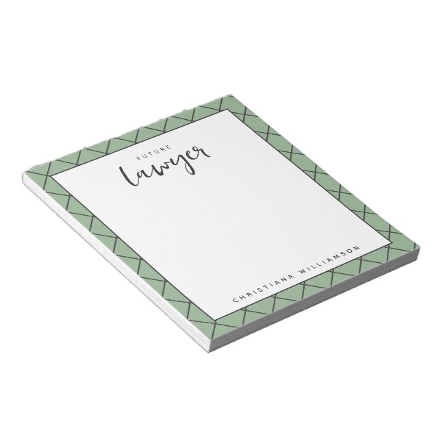 Elegant Future Lawyer Check Pattern Personalised Notepad (Angled)