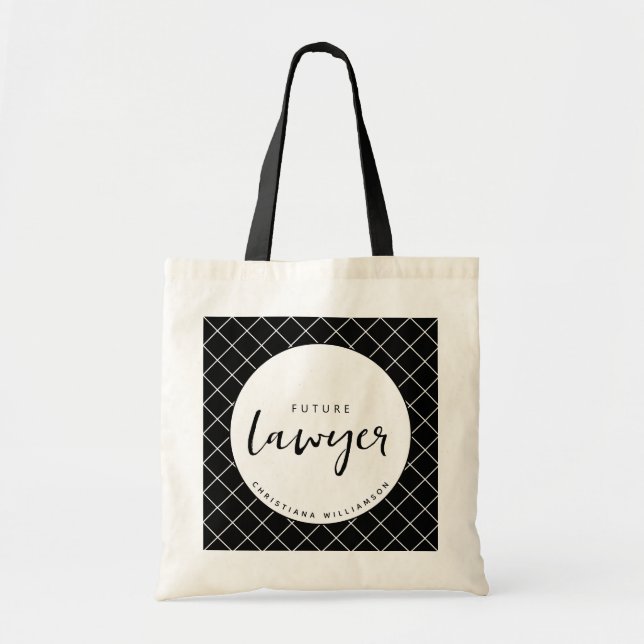 Elegant Future Lawyer Check Pattern Personalised Tote Bag (Front)