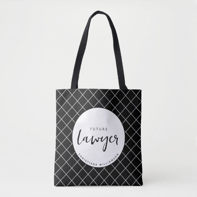 Elegant Future Lawyer Check Pattern Personalised Tote Bag (Front)