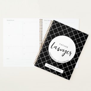 Elegant Future Lawyer Check Pattern Personalized Planner