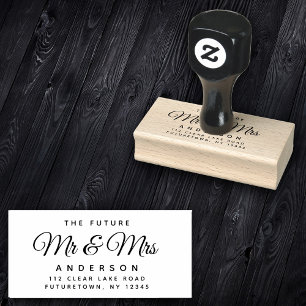 Elegant Future Mr and Mrs Return Address Script Rubber Stamp