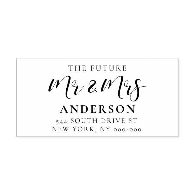 Elegant future Mr & Mrs return address Self-inking Stamp (Design)