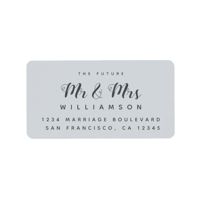 Elegant Future Mr Mrs Wedding Return Address Label (Front)