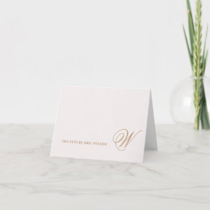 Elegant Future Mrs Blush Gold Calligraphy Folded Thank You Card