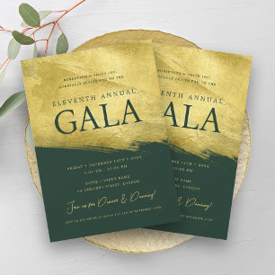 Elegant GALA Company Business Gold Brush Emerald Invitation
