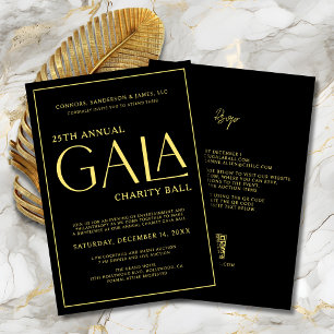 Elegant Gala Event Charity Fundraiser Black Gold Invitation