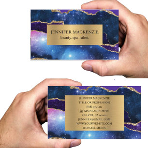 Elegant Galaxy Unicorn Gold Agate Luxury Business Card