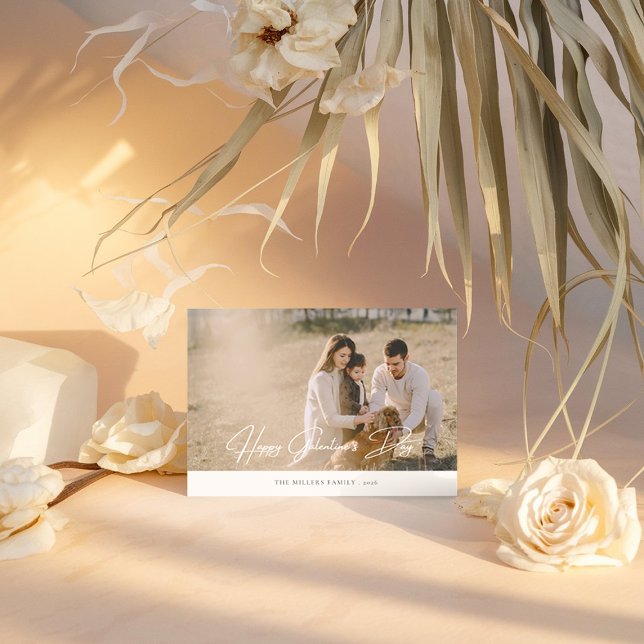 Elegant Galentine's Day Family Photo Holiday Card (Creator Uploaded)