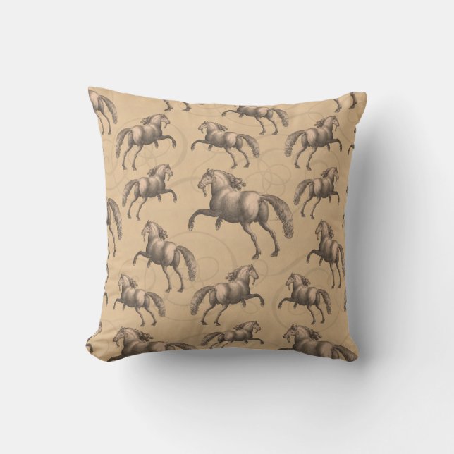 Elegant Galloping Spanish Horse Cushion (Front)