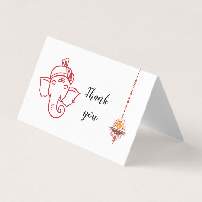 Elegant Ganesh God Indian Wedding Thank You (Front)