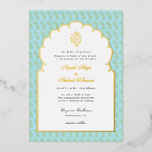 Elegant Ganesh Indian wedding Aqua and gold