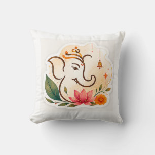 Elegant Ganesha Lotus Diwali Cushion