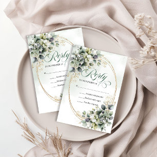 Elegant Garden Boho Dusty Green Eucalyptus Wedding RSVP Card
