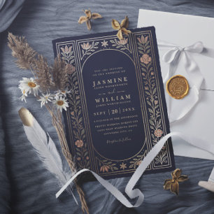 Elegant Garden Botanical Floral Modern Wedding Invitation
