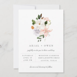 Elegant Garden Floral Bouquet Wedding Invitation
