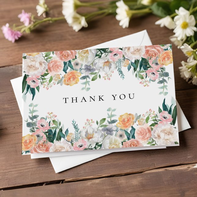 Elegant Garden Floral Greenery 90th Birthday Party Thank You Card (Creator Uploaded)