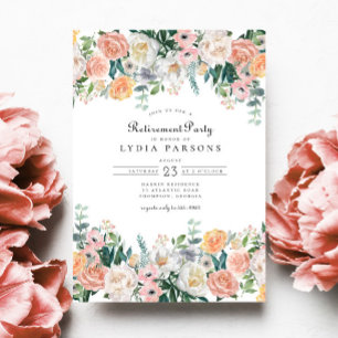 Elegant Garden Floral Greenery Retirement Party Invitation