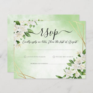 ELEGANT GARDEN FLORAL GREENERY Wedding RSVP Card