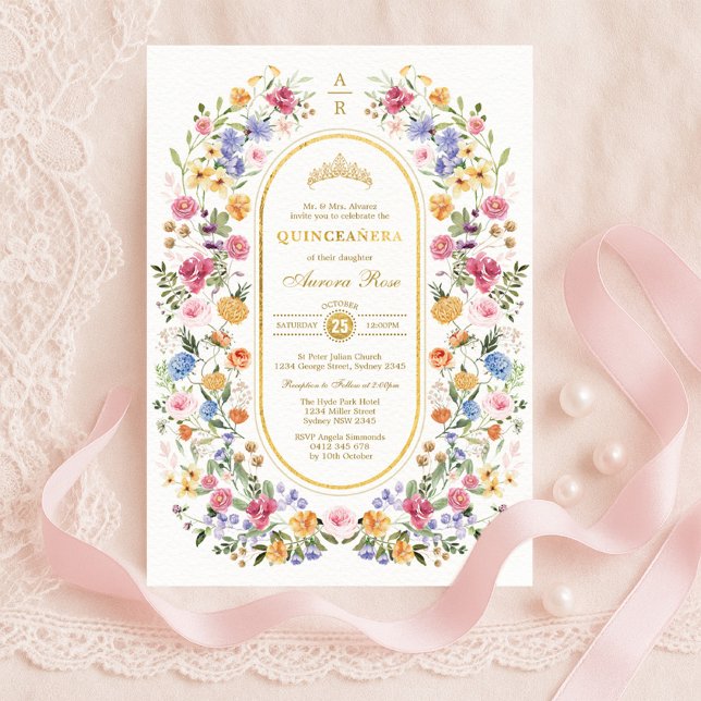 Elegant Garden Floral Quinceanera 15th Birthday Invitation (Creator Uploaded)