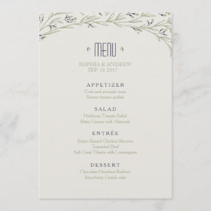 Elegant garden floral rustic wedding menu