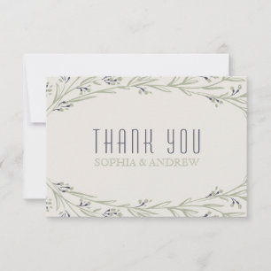 Elegant garden floral rustic wedding thank you card
