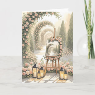 elegant garden flower arch at the wedding card