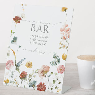 Elegant Garden Flowers Bridal Shower Mimosa Bar Pedestal Sign