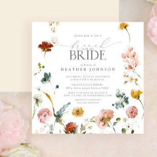 Elegant Garden Flowers Watercolor Bridal Brunch Invitation