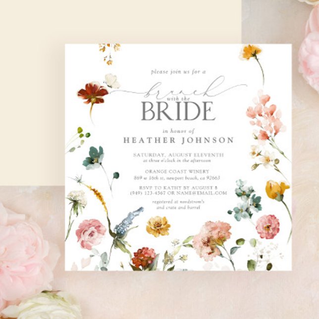Elegant Garden Flowers Watercolor Bridal Brunch Invitation (Creator Uploaded)