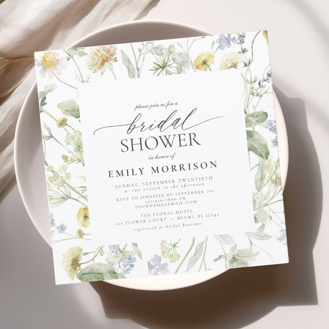 Elegant Garden Flowers Watercolor Bridal Shower Invitation (Creator Uploaded)