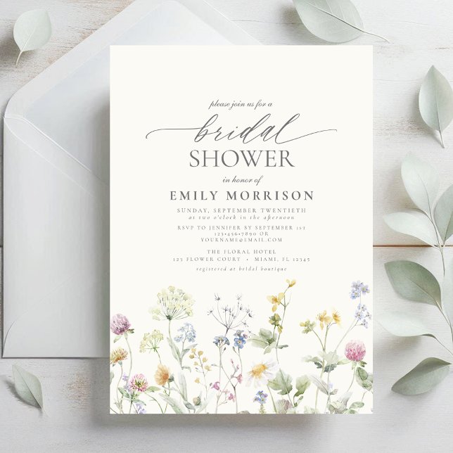 Elegant Garden Flowers Watercolor Bridal Shower Invitation (Creator Uploaded)