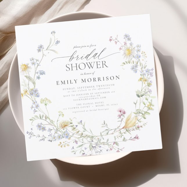 Elegant Garden Flowers Watercolor Bridal Shower Invitation (Creator Uploaded)
